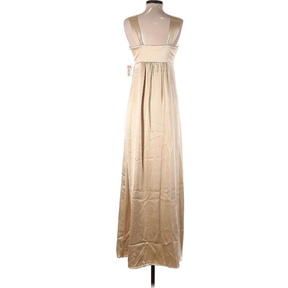 NEW Antonio Milani 100% Silk Empire waist Gold Cream Goddess Evening Gown size 2 - Picture 3 of 9
